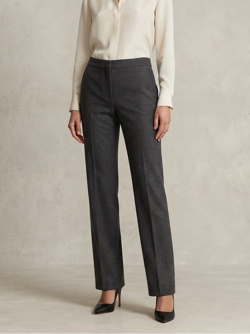 MAX MARA Gray Virgin Wool Angora Cashmere Blend Tailored Trousers